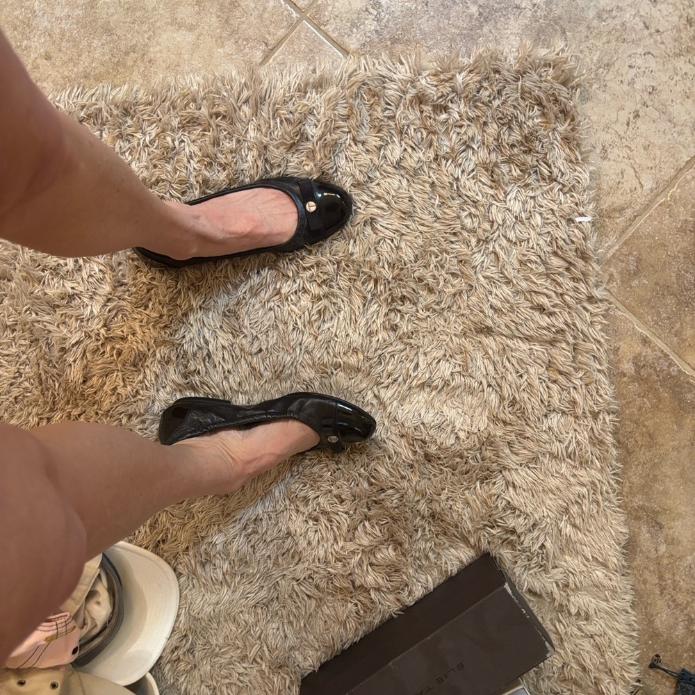 Tahari Black Loafers with Gold Accents